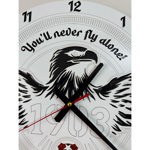 Ahap Desen Duvar Saati - Taraftar - Kara Kartal - Epoksi Reine Kaplamal - 40 cm