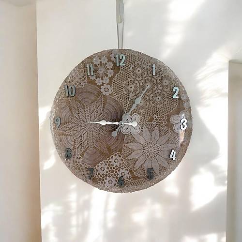 Epoksi Reine Duvar Saati - Dantelli Byk Boy - ap : 40 cm