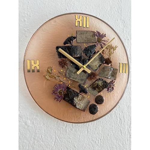 PELNCE - Doal Aa Kabuklu Epoksi Duvar Saati (zel Tasarm - Tek retim - Versiyon VI) - 30 cm