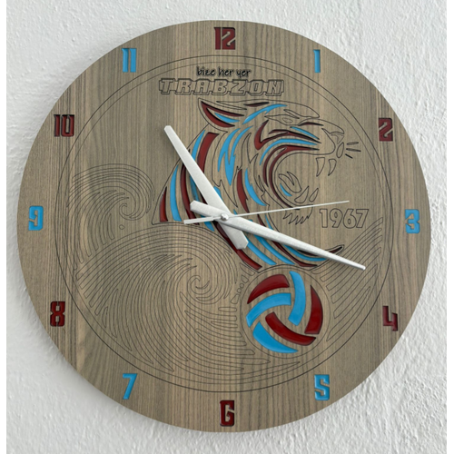 PELNCE - Trabzon Taraftar Temal Ahap Duvar Saati (Kaplan & Karadeniz Frtnas) - 40 cm