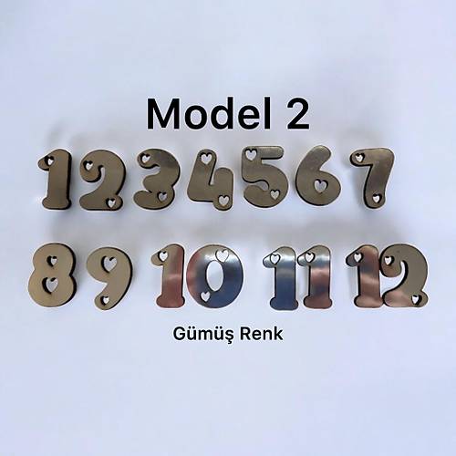 PELNCE - Ahap Kontraplak, Lazer Kesim, Duvar Saati Rakam Seti - Kalpli Model - Ykseklik 3 cm