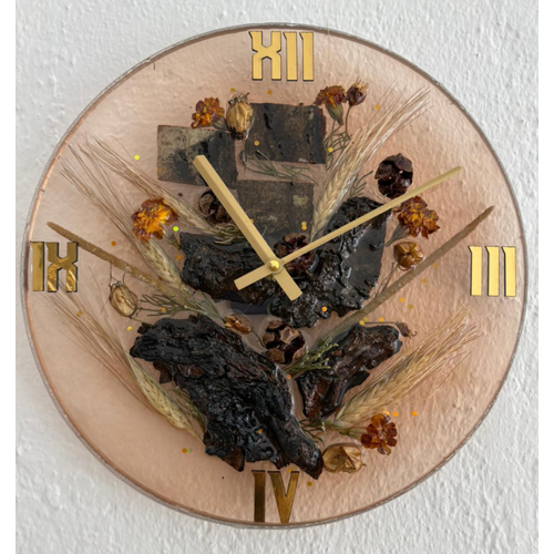 PELNCE - Doal Aa Kabuklu Epoksi Duvar Saati (zel Tasarm - Tek retim - Versiyon VII) - 30 cm