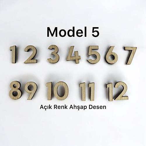 PELNCE - Ahap Kontraplak, Lazer Kesim, Duvar Saati Rakam Seti - Standart Model - Ykseklik 3 cm