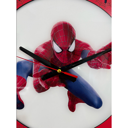Spiderman Duvar Saati - Ahap Lazer Kesim Epoksi Tasarm - 40 cm - Pelince Kids