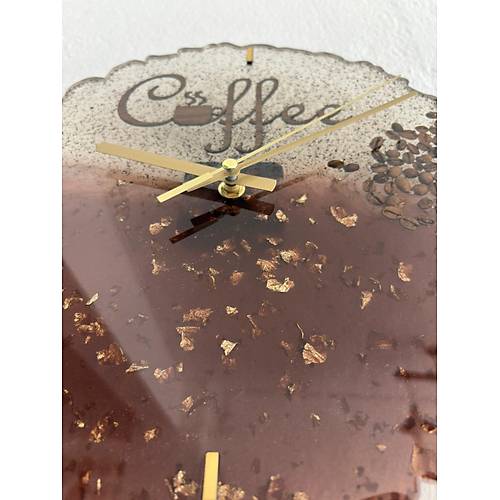 PELNCE - Coffee (Kahve) Temal Epoksi Duvar Saati (zel Tasarm - Tek retim) - 30 cm
