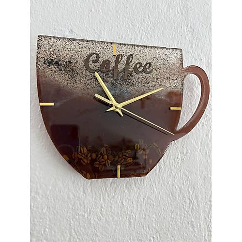 PELNCE - Kahve Kupas eklinde Epoksi Duvar Saati (zel Tasarm - Tek retim) - 27x21 cm