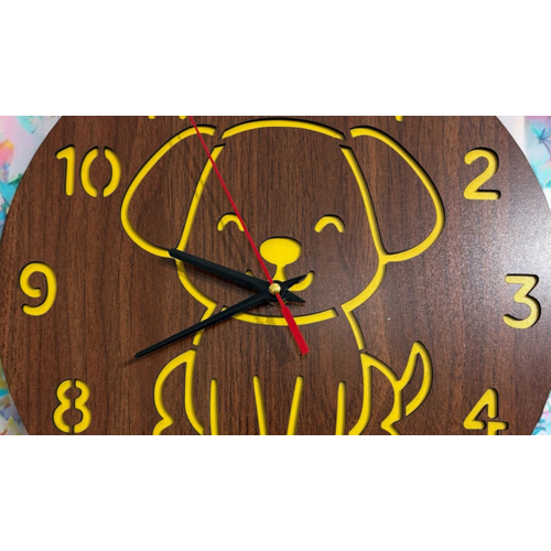 PELNCE KIDS - Kpek Temal Ahap ocuk Duvar Saati - 30 cm