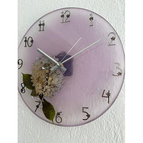 PELNCE - Ortanca enlii Serisi Epoksi Duvar Saati - Mor Renk - Gm Rakam - 30 cm