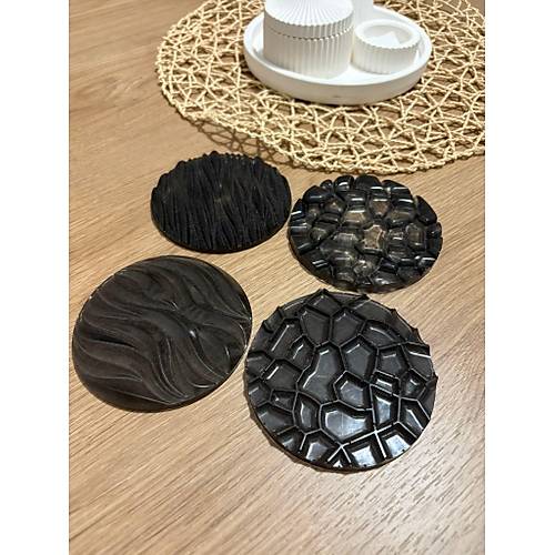 Epoksi Reine Bardak Altl - 4'l Takm - Siyah - ap: 12 cm