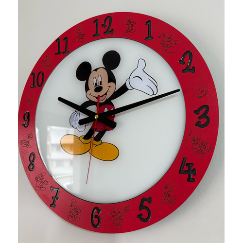 PELNCE KIDS - Mickey Mouse Temal Ahap ocuk Odas Duvar Saati - 40 cm