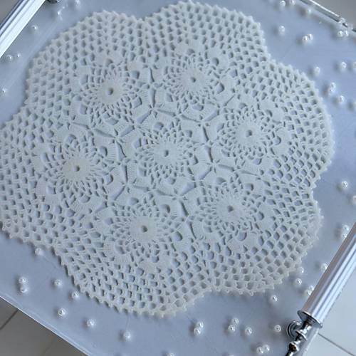 Epoksi Reine Dantelli ncili Tepsi - En boy 25 cm