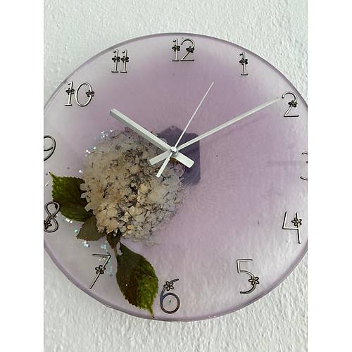 PELNCE - Ortanca enlii Serisi Epoksi Duvar Saati - Mor Renk - Gm Rakam - 30 cm