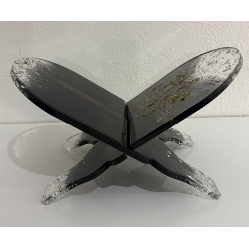 Siyah Renk iekli ve Yaz Motifli Epoksi Reine Rahle (zel Tasarm - Tek retim) - 37x19 cm