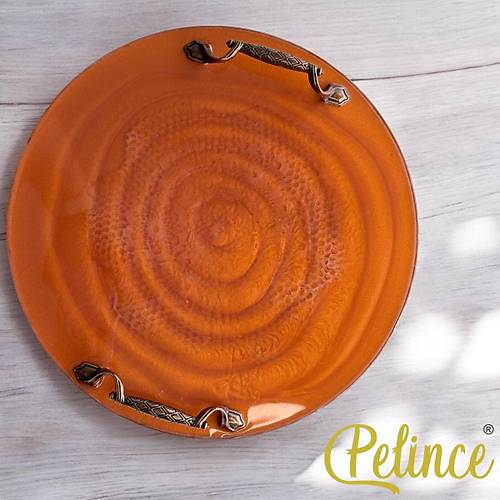 Epoksi Reine Dantelli Tepsi - Dantelli Bakr Renk - ap: 30 cm