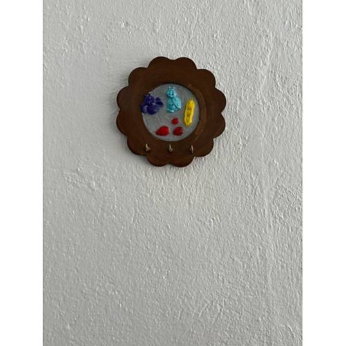 PELNCE - Mor Ar ve Mavi Uur Bcei Figrl - Epoksi Ahap Anahtar Askl (Tek rn) - ap: 18 cm