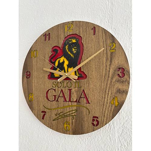 PELNCE - Osimhen Solo Il Gala mzal Ahap Renk - Taraftar Duvar Saati (Ahap & Epoksi) - 40 cm