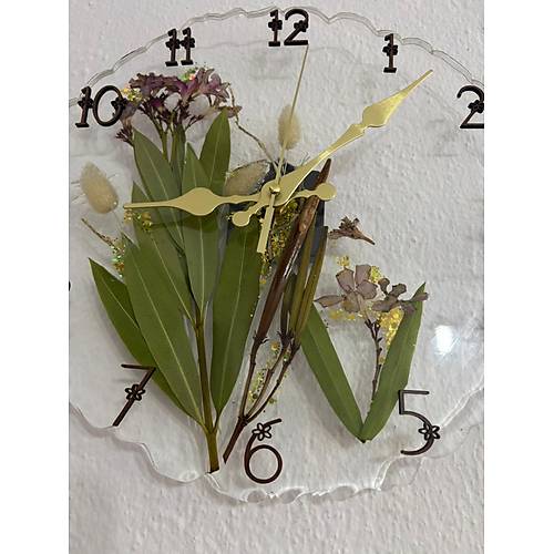 PELNCE - Zakkum iekli - Epoksi Duvar Saati - (zel Tasarm - Tek retim) - 30 cm