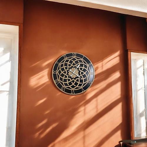 Ahap Desen Duvar Saati - Geometrik Desen - 40 cm