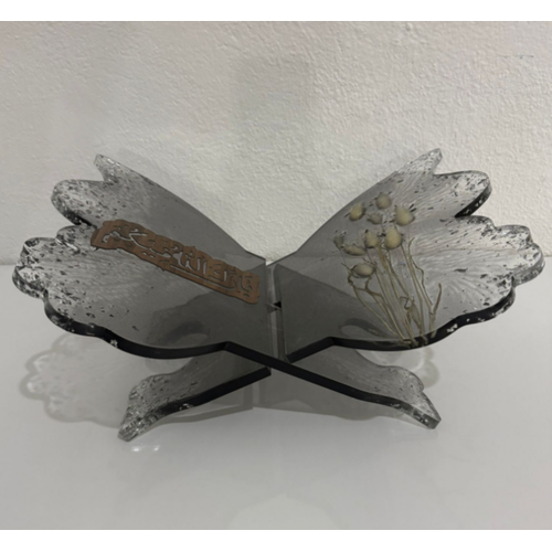 Siyah Epoksi Tavankuyruu Otlu ve Yaz Motifli Kelebek Rahle (zel Tasarm - Tek retim) - 35x31 cm