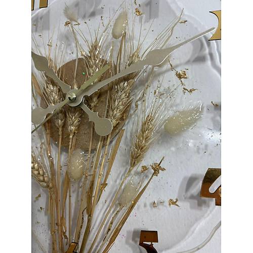 Pelince - Kurutulmu Doal Baakl Epoksi Duvar Saati - 30 cm - Gold Seri