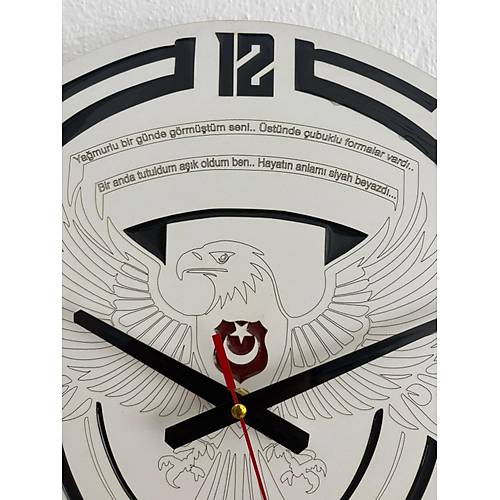 PELNCE - Kara Kartal Ruhu 1903 - Taraftar Duvar Saati (Ahap & Epoksi) - 40 cm
