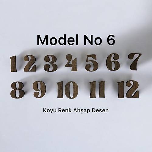 PELNCE - Ahap Kontraplak Lazer Kesim Duvar Saati Rakam Seti - Klasik Model - Ykseklik 3 cm