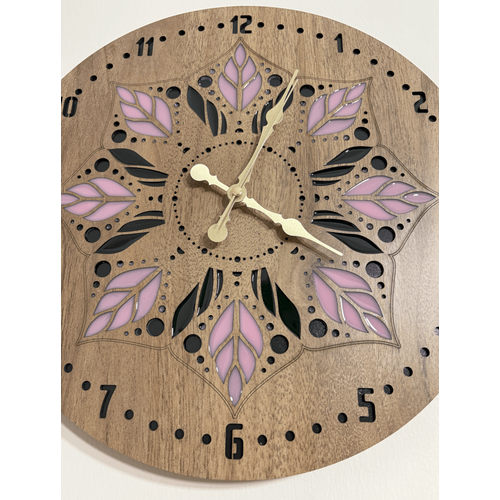 Ahap Desen Duvar Saati - Mandala Deseni - Epoksi Reine Kaplamal 40 cm