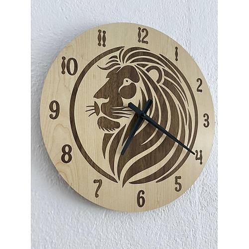 Safari Serisi - Aslan - Ahap Duvar Saati - 40 cm