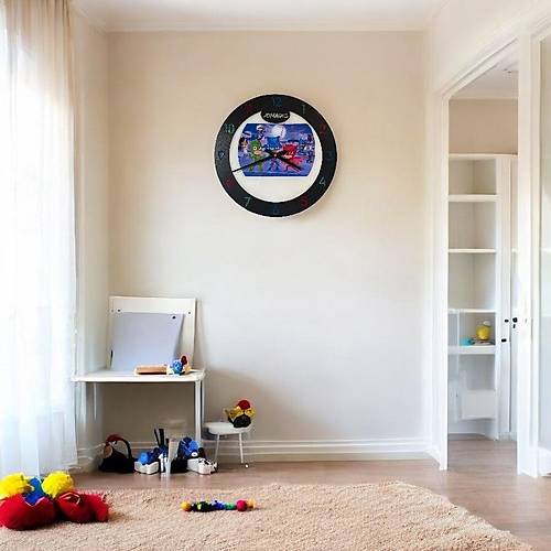 PELNCE KIDS - Pijamaskeliler (PJ Masks) Temal Ahap ocuk Odas Duvar Saati - 40 cm