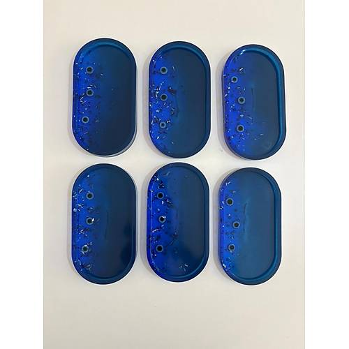 PELNCE - El Yapm 6'l Epoksi Sunumluk - Mavi Nazar Boncuklu Gm Varakl - Ebatlar: 17,5 x 9,5 cm