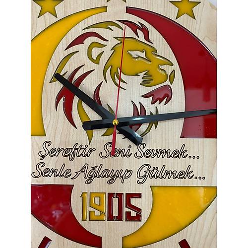 Ahap - Epoksi Reine Kaplamal - Taraftar Duvar Saati - Galatasaray 5 Yldz Paral - 40 cm