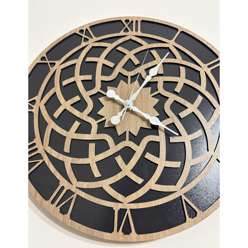 Ahap Desen Duvar Saati - Geometrik Desen - 40 cm
