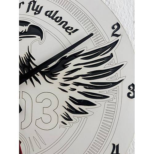 PELNCE - Kara Kartal You Will Never Alone 1903 - Taraftar Duvar Saati (Ahap & Epoksi) - 40 cm