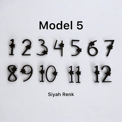 PELNCE - Ahap Kontraplak, Lazer Kesim, Duvar Saati Rakam Seti - iekli Model - Ykseklik 3 cm