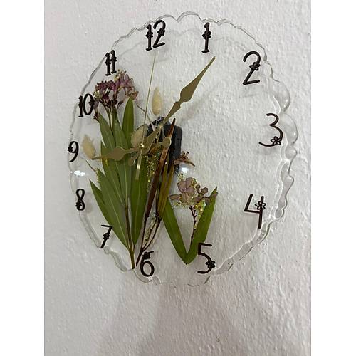 PELNCE - Zakkum iekli - Epoksi Duvar Saati - (zel Tasarm - Tek retim) - 30 cm
