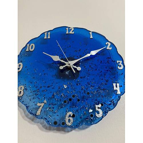 PELNCE - Epoksi Duvar Saati - Mavi Nazar Boncuklu - Gm Varakl - 30 cm