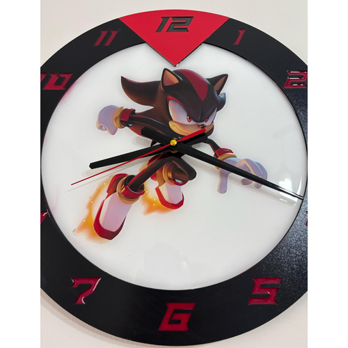 Shadow the Hedgehog Duvar Saati - Sonic 3 Film Tasarm - Ahap Lazer Kesim Epoksi - 40 cm - Pelince Kids