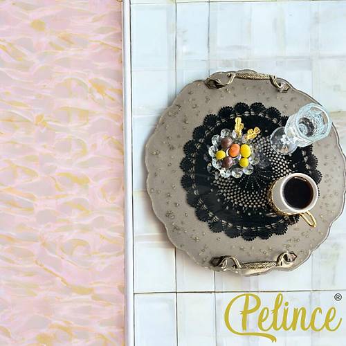 Epoksi Reine Dantelli Tepsi -  Siyah Dantel Gold Tal - ap 30 cm