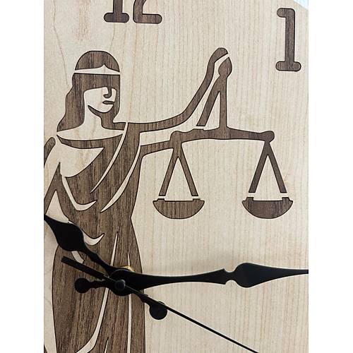 Justitia Adalet Terazisi - Ak Ahap Duvar Avukat Saati (Kiiselletirilebilir ) - 40 cm