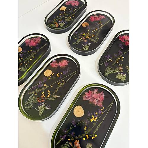 PELNCE - El Yapm 6'l Epoksi Sunumluk -  Kurutulmu iekli - Ebatlar: 17,5 x 9,5 cm