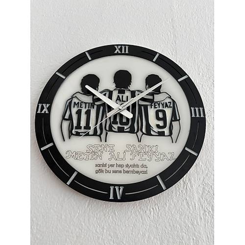 PELNCE - Sene Sanki Metin Ali Feyyaz - Taraftar Duvar Saati (Ahap & Epoksi) - 40 cm