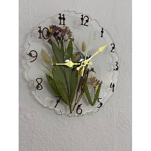 PELNCE - Zakkum iekli - Epoksi Duvar Saati - (zel Tasarm - Tek retim) - 30 cm