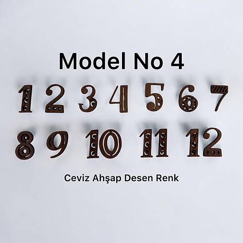 PELNCE - Ahap Kontraplak Lazer Kesim Duvar Saati Rakam Seti - Elenceli Font - Ykseklik 3 cm