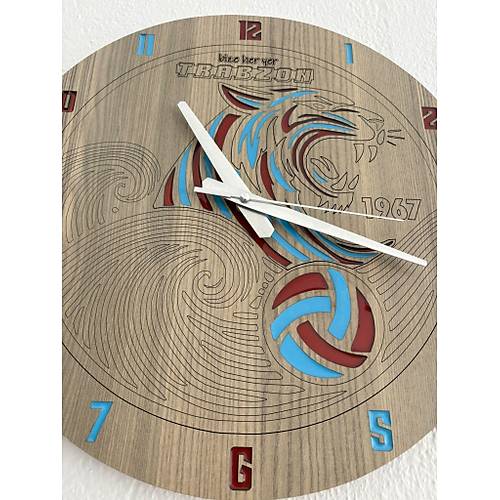 PELNCE - Trabzon Taraftar Temal Ahap Duvar Saati (Kaplan & Karadeniz Frtnas) - 40 cm