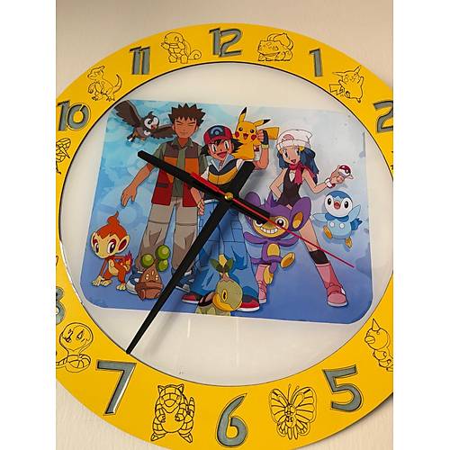 PELNCE KIDS - Pokemon Temal Ahap ocuk Odas Duvar Saati - 40 cm