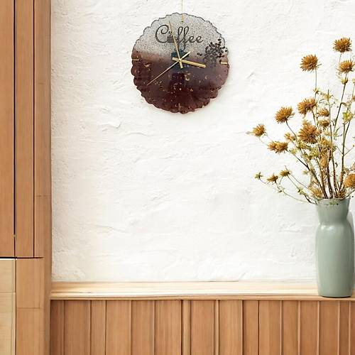 PELNCE - Coffee (Kahve) Temal Epoksi Duvar Saati (zel Tasarm - Tek retim) - 30 cm
