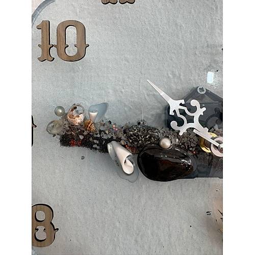 PELNCE - Deniz Temal Epoksi Duvar Saati (Deniz Yldz, Kabuk & Talarla) - Mavi -30 cm