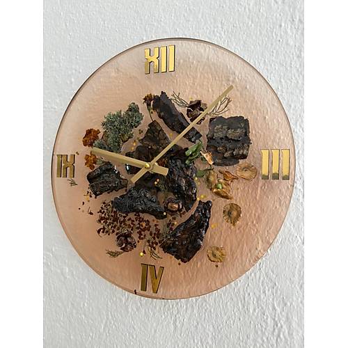 PELNCE - Doal Aa Kabuklu Epoksi Duvar Saati (zel Tasarm - Tek retim - Versiyon II) - 30 cm