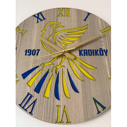 PELNCE - Kadky Kanarya Roma Rakaml Taraftar Duvar Saati (Ahap & Epoksi) - 40 cm