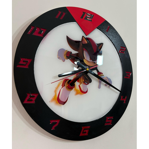 Shadow the Hedgehog Duvar Saati - Sonic 3 Film Tasarm - Ahap Lazer Kesim Epoksi - 40 cm - Pelince Kids